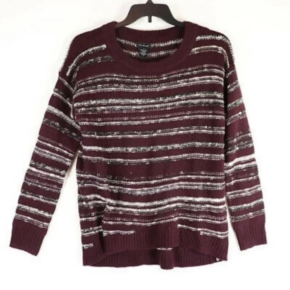 Calvin Klein Jeans Oversized Marled Burgundy/Silver Crewneck Sweater M - Picture 3 of 7